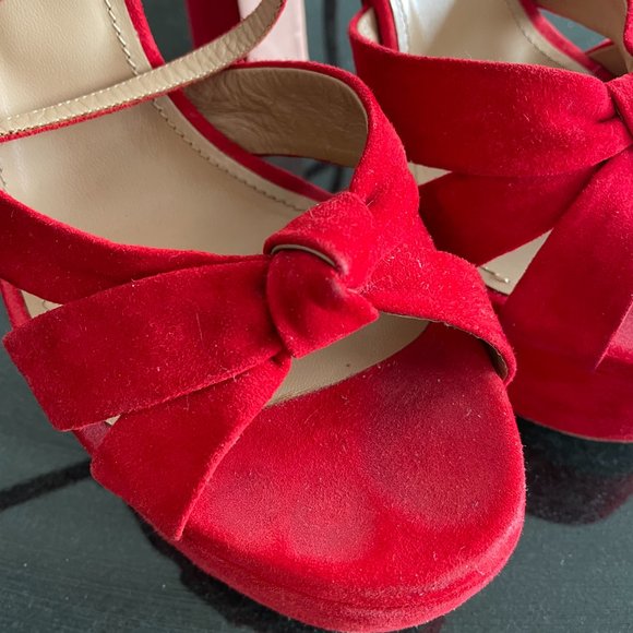 AQUAZZURA Red Suede Baba Plateau 125 Platform Sandals | Size 41 | - Picture 9 of 11
